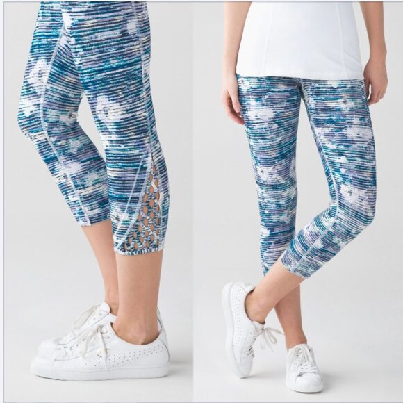 Lululemon Full On Luon True Self Crop Leggings Blurry Belle Multi, Size 0 - Picture 1 of 8